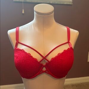 Red Lace Balconette Bra